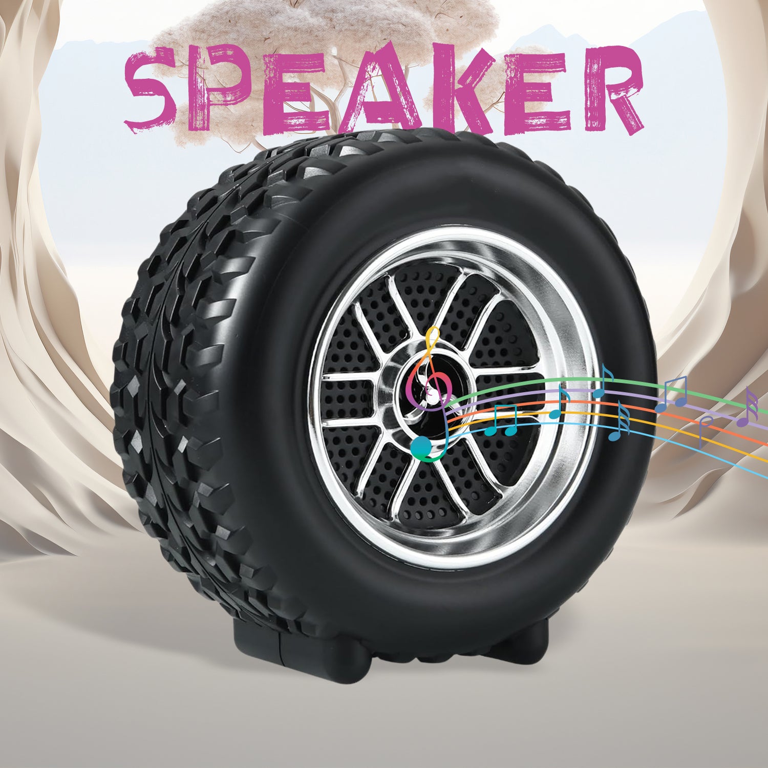 Portable Tyre  Wheel Shape Wireless Bluetooth Speaker (1 Pc) - Zidbik