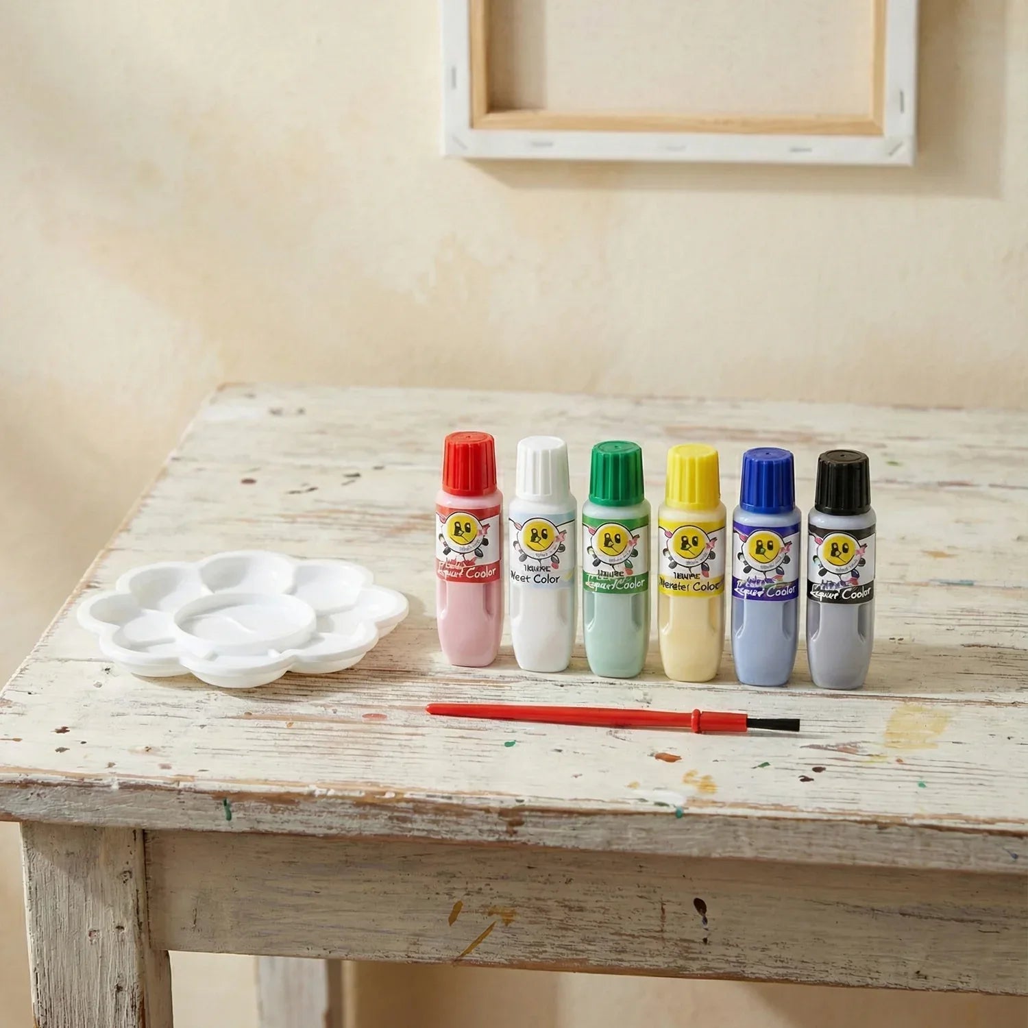 Kids Water Colour Painting Set With Brush Mixing Palette (1 Set) - Zidbik