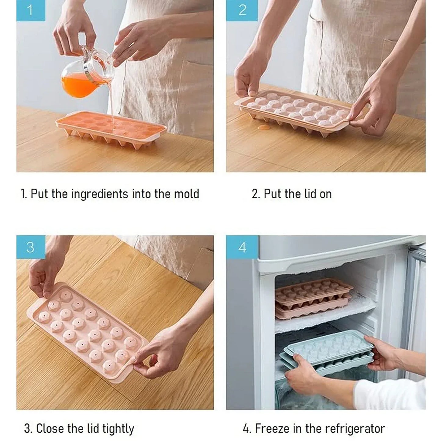Durable Plastic Ice Cube Tray (1 Pc) - Zidbik