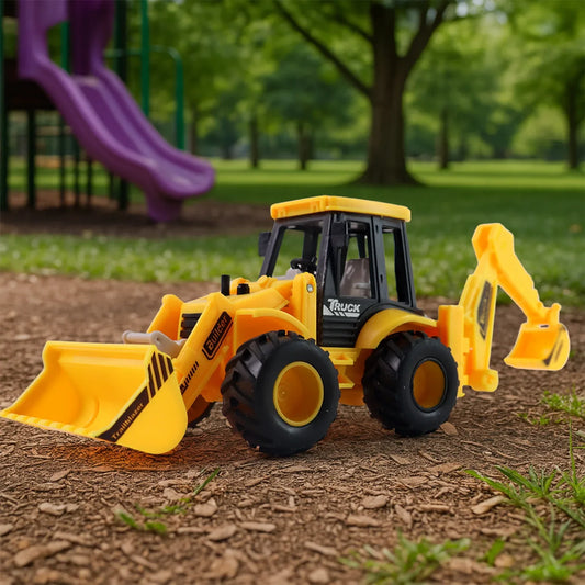 Lala Friction Powered Jcb Style Backhoe Loader Construction Toy Truck For Kids (1 Pc) - Zidbik