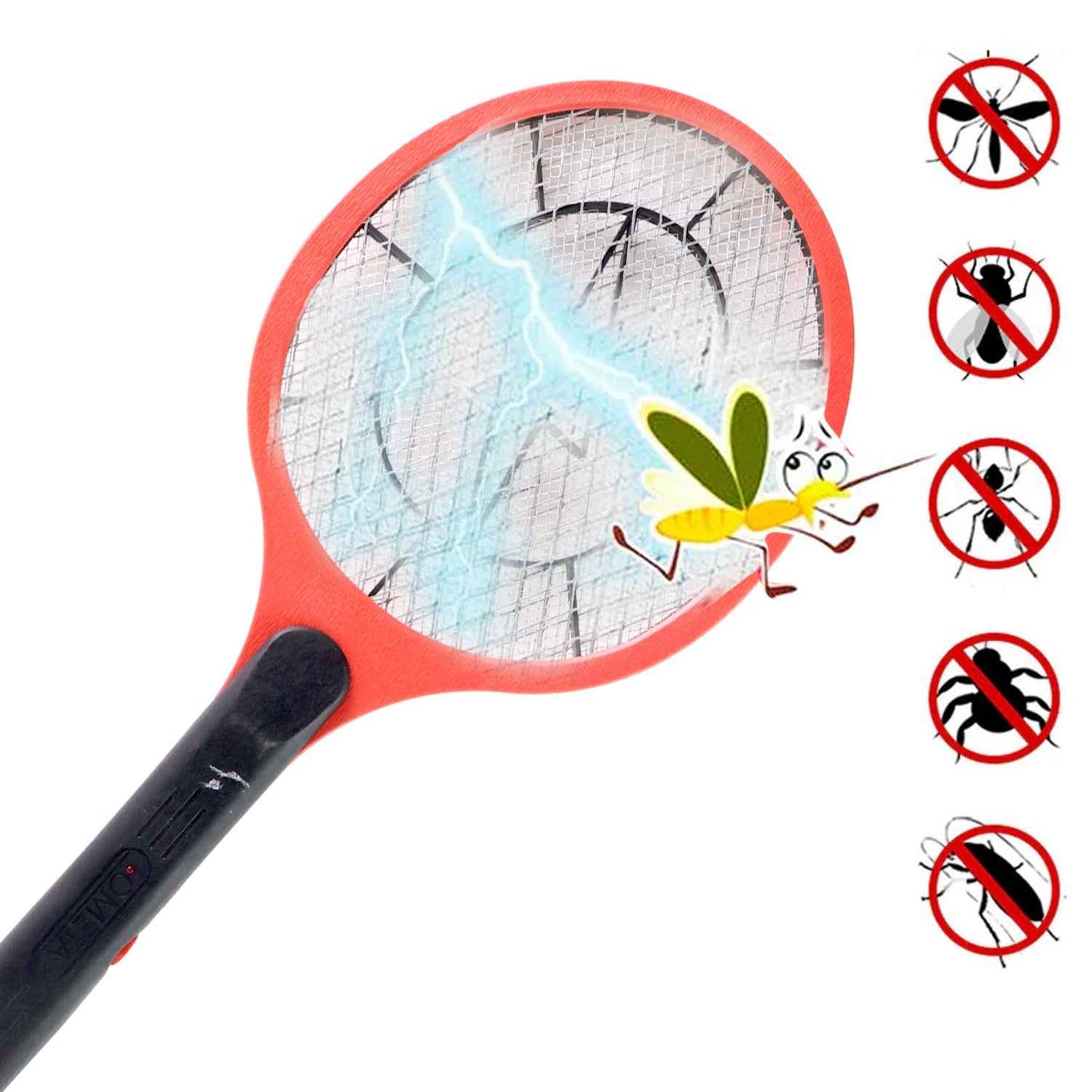 Red Rechargeable Electric Mosquito Killer Racket With Cable - Zidbik