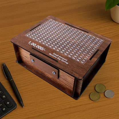 Wooden Money Piggy Bank Money Box (1 Pc With Marker Pen) - Zidbik
