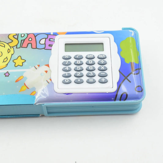 4257 Double Sided Magnetic Geometry Box Pencil Box With Calculator For Boys Art Plastic Pencil Box For Girls And Boys - Zidbik