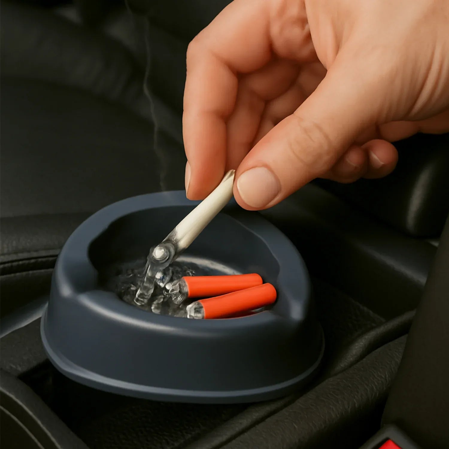 Oblivion Durable Plastic Ashtray With Wide Bowl And Triple Cigarette Holder Slots (1 Pc) - Zidbik