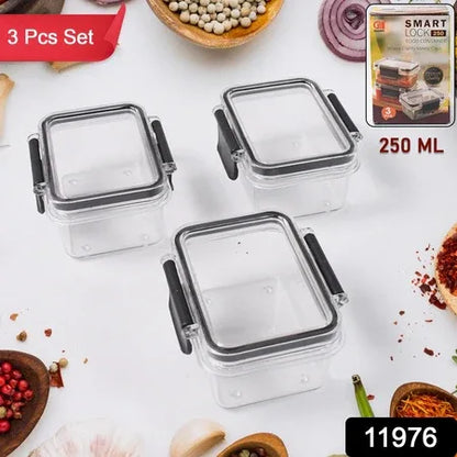 Kitchen Storage Container With Air Seal Lock Lid (3 Piece Set 250 Ml) - Zidbik