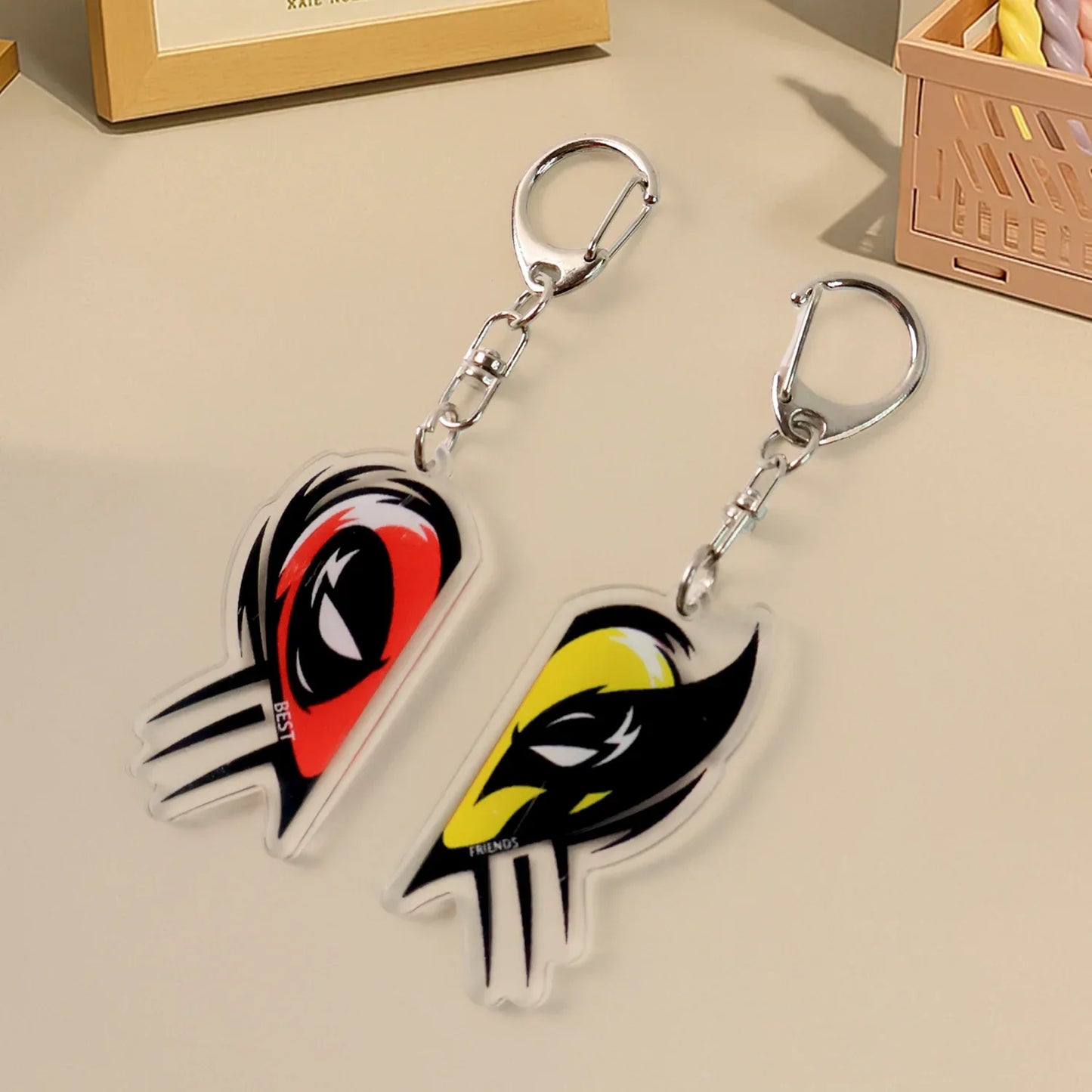 2-in-1 Best Friends Matching Acrylic Breakable Keychain - Zidbik