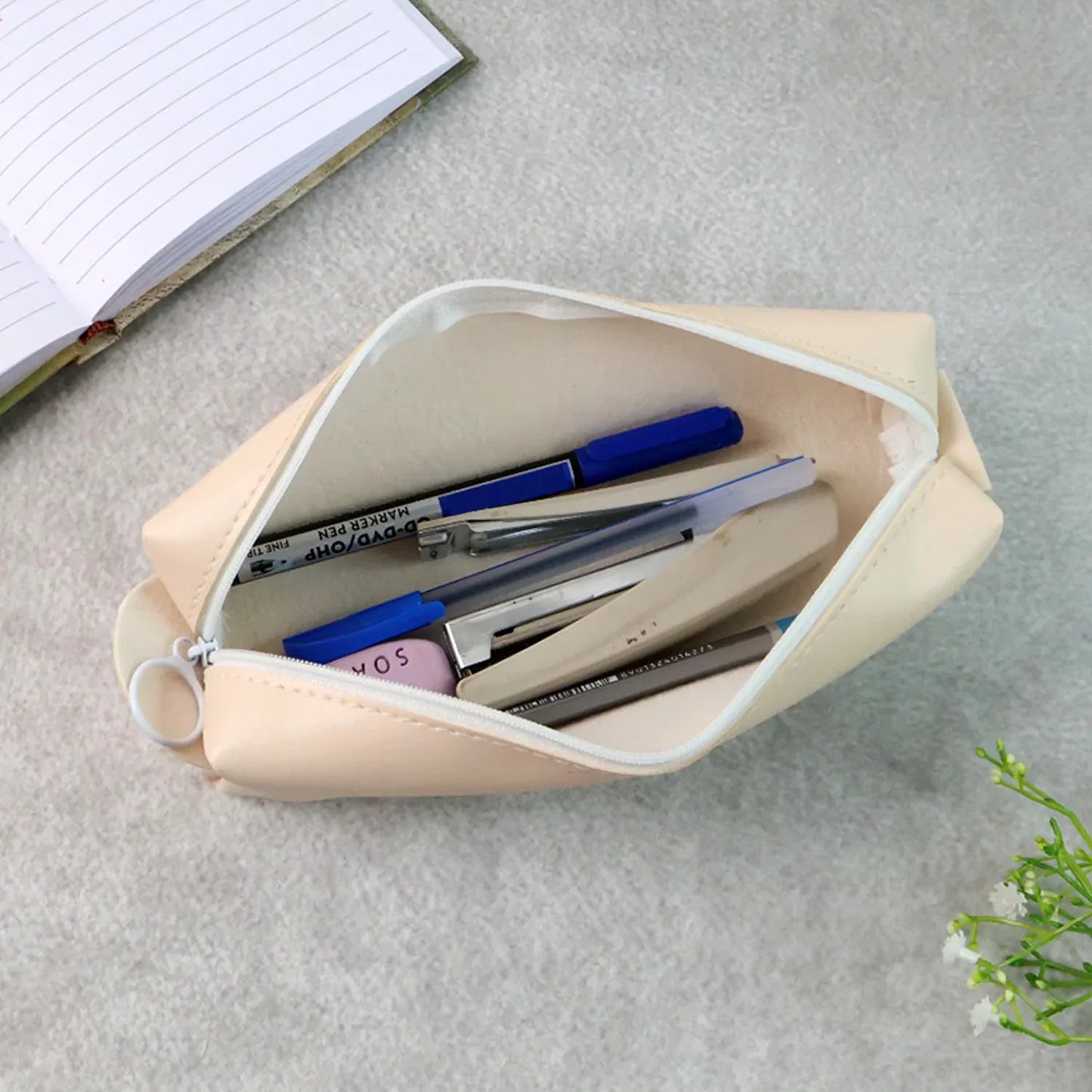 Slim Pu Leather Pencil Pouch - (1 Pc) - Zidbik