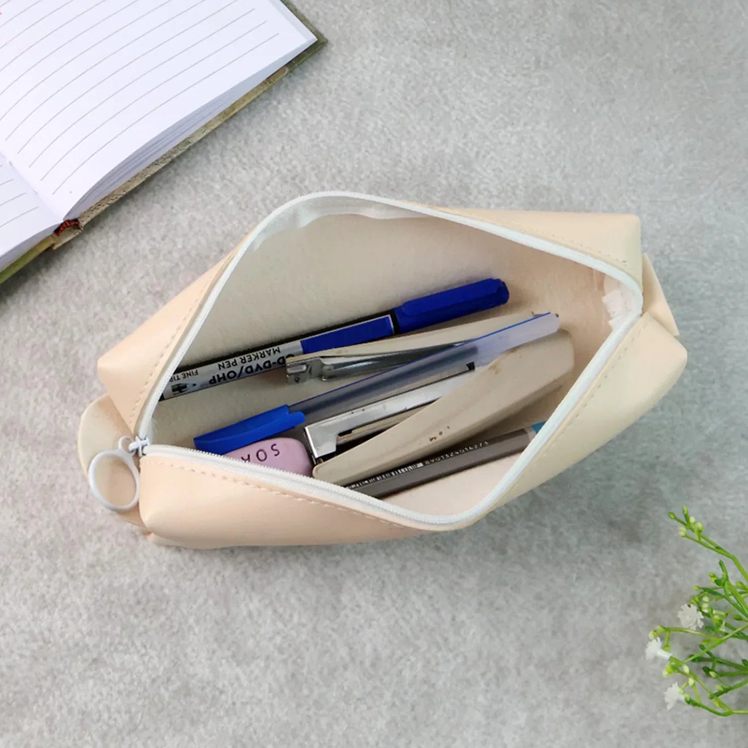 Slim Pu Leather Pencil Pouch - (1 Pc) - Zidbik