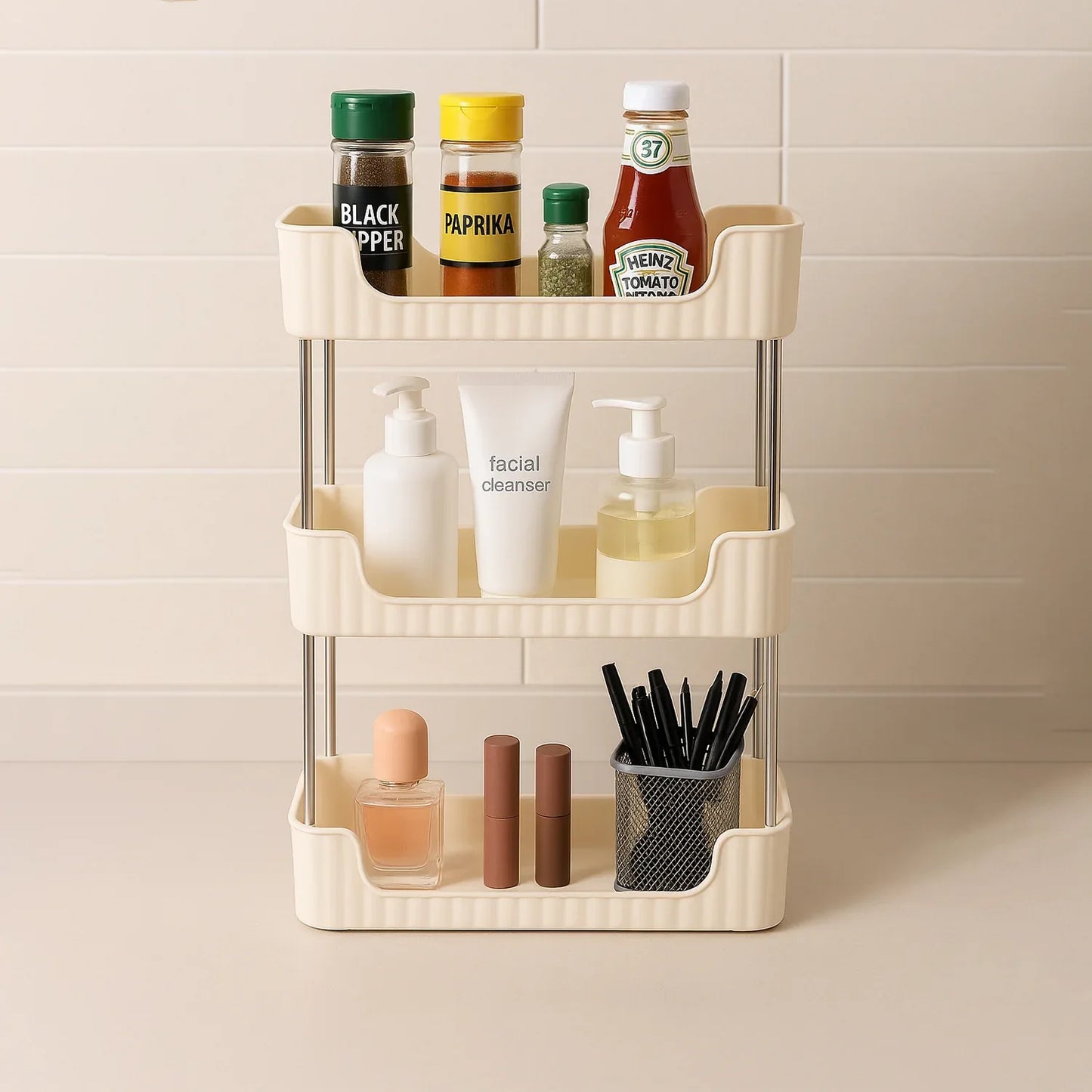 3-tier Multipurpose Storage Organizer Rack Shelf (1 Set) - Zidbik