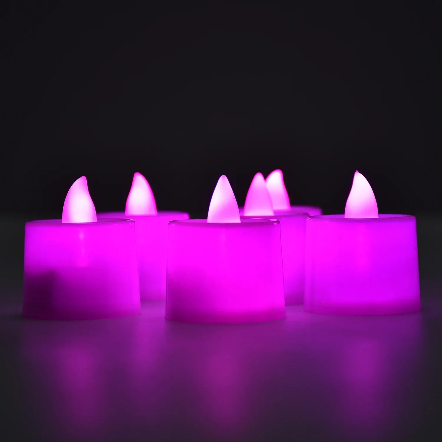 6632 Pink Flameless Led Tealights Smokeless Plastic Decorative Candles - Led Tea Light Candle For Home Decoration (Pack Of 24) - Zidbik