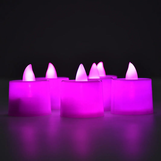 6632 Pink Flameless Led Tealights Smokeless Plastic Decorative Candles - Led Tea Light Candle For Home Decoration (Pack Of 24) - Zidbik