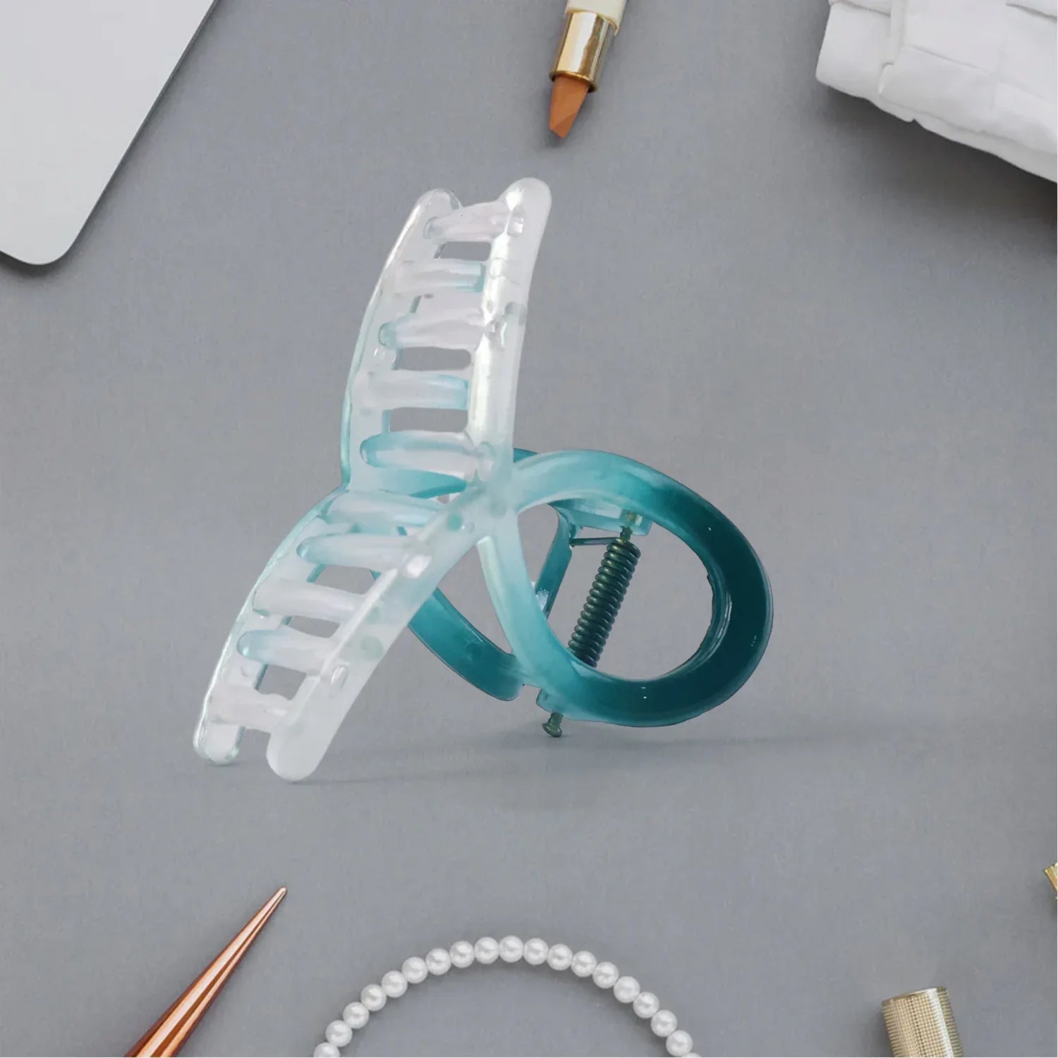 Plastic Hair Clamp Grip Simple Matte Hair Barrette Clamp (12 Pc Mix Design) - Zidbik