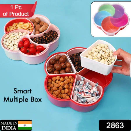 2863 5compartments Party Food Storage Snack Nuts Box For Peanuts Fruits And Candy Box For Home Kitchen Use - Zidbik