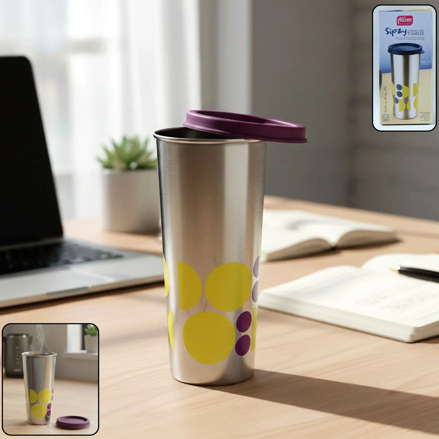 Supermom 600 Ml Stainless Steel Printed Travel Tumbler (1 Pc) - Zidbik