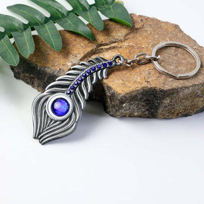 Elegant Metal Peacock Feather Keychain (1 Pc) - Zidbik
