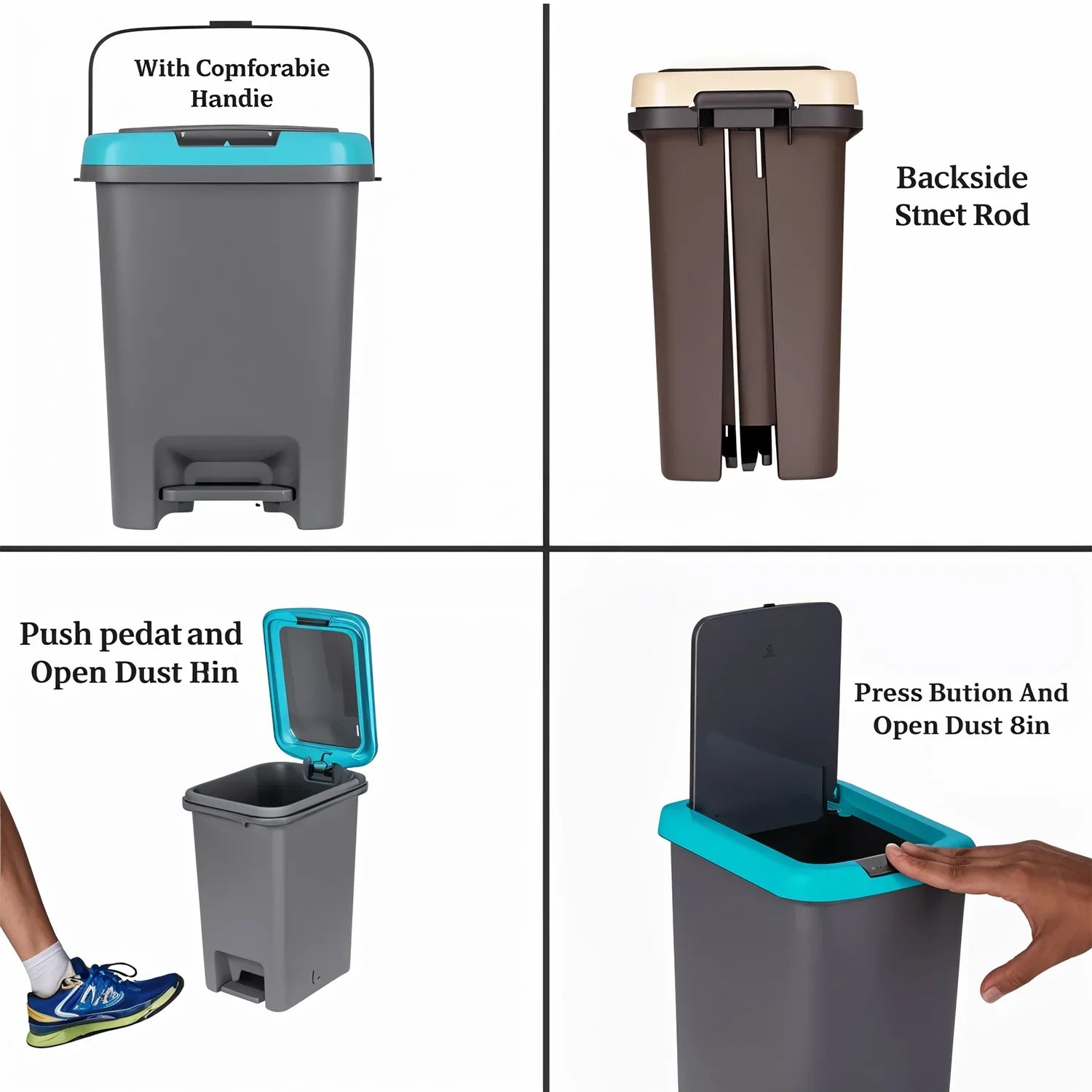 Apex Push N Pedal Plastic Dustbin 10l Capacity (1 Pc) - Zidbik