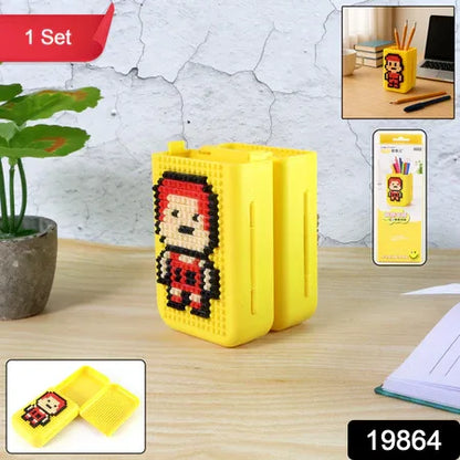 Diy Pixel Art Pen Stand With Building Block Set - Zidbik