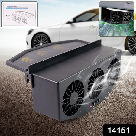 Triple Fan Solar Powered Car Exhaust Ventilation System With Usb Charging - Zidbik