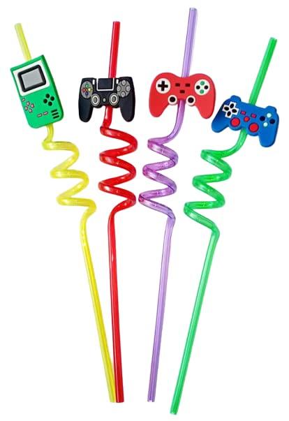 5925 Reusable Straws Are Perfect For Kids Summer Parties. Plastic Straws Reusable Drinking Straws With Cartoon Decoration For Kids Birthday Party Favorsnbspor Other Summer Celebration (4 Pc Set) - Zidbik