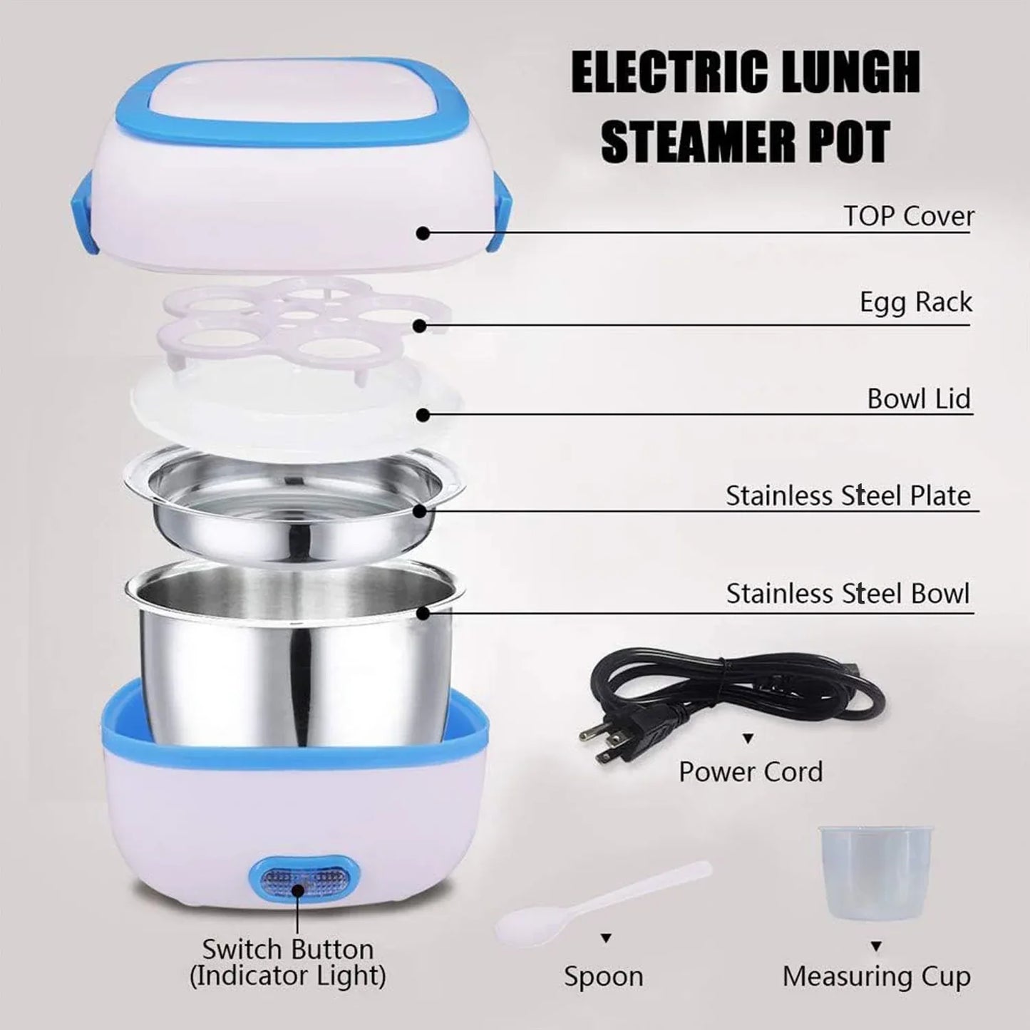 10027 Electric Lunch Box Portable Food Warmer Food Heating Lunch Box Removable Food-grade Stainless Steel Compartments 220v 200w For Car Truck Office - Zidbik