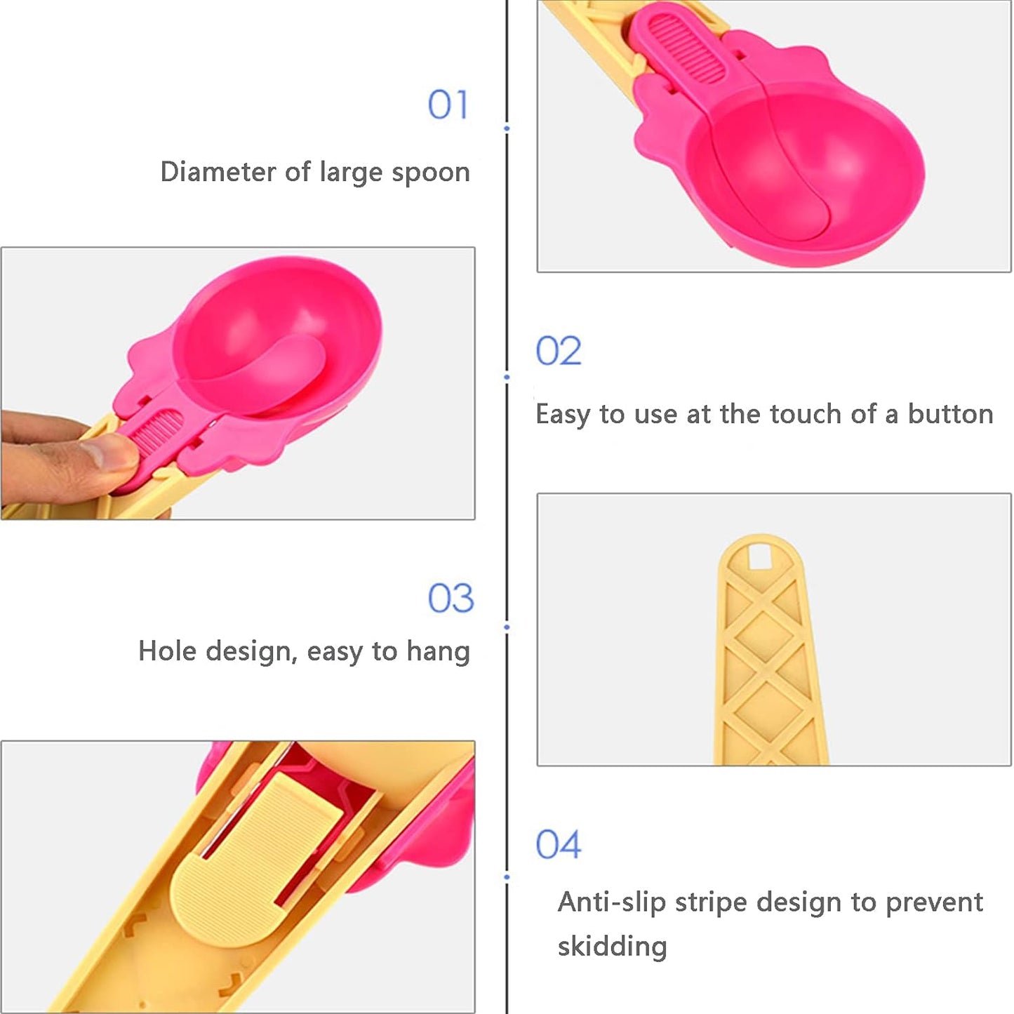 5509 Ice Cream Spoons 2pcs Plastic Water Melon Scoopers With Trigger Dipper And Adults For Summer Party Ice Cream Scoop Food Serving Spoon Kitchen Tools Ice Cream Digging Spoon Household Spoons Cupcake Spoons Aps Fruit Ball Player (2 Pc) - Zidbik