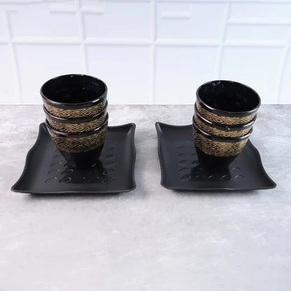 2 Bowl 6 Glass Snake Set ( 8 Pc Set ) - Zidbik