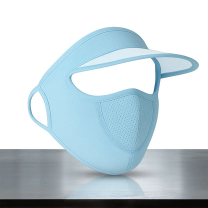 Womens Full Face Uv Protection Cap With Built-in Mask And Wide Brim Visor Breathable (1 Pc) - Zidbik