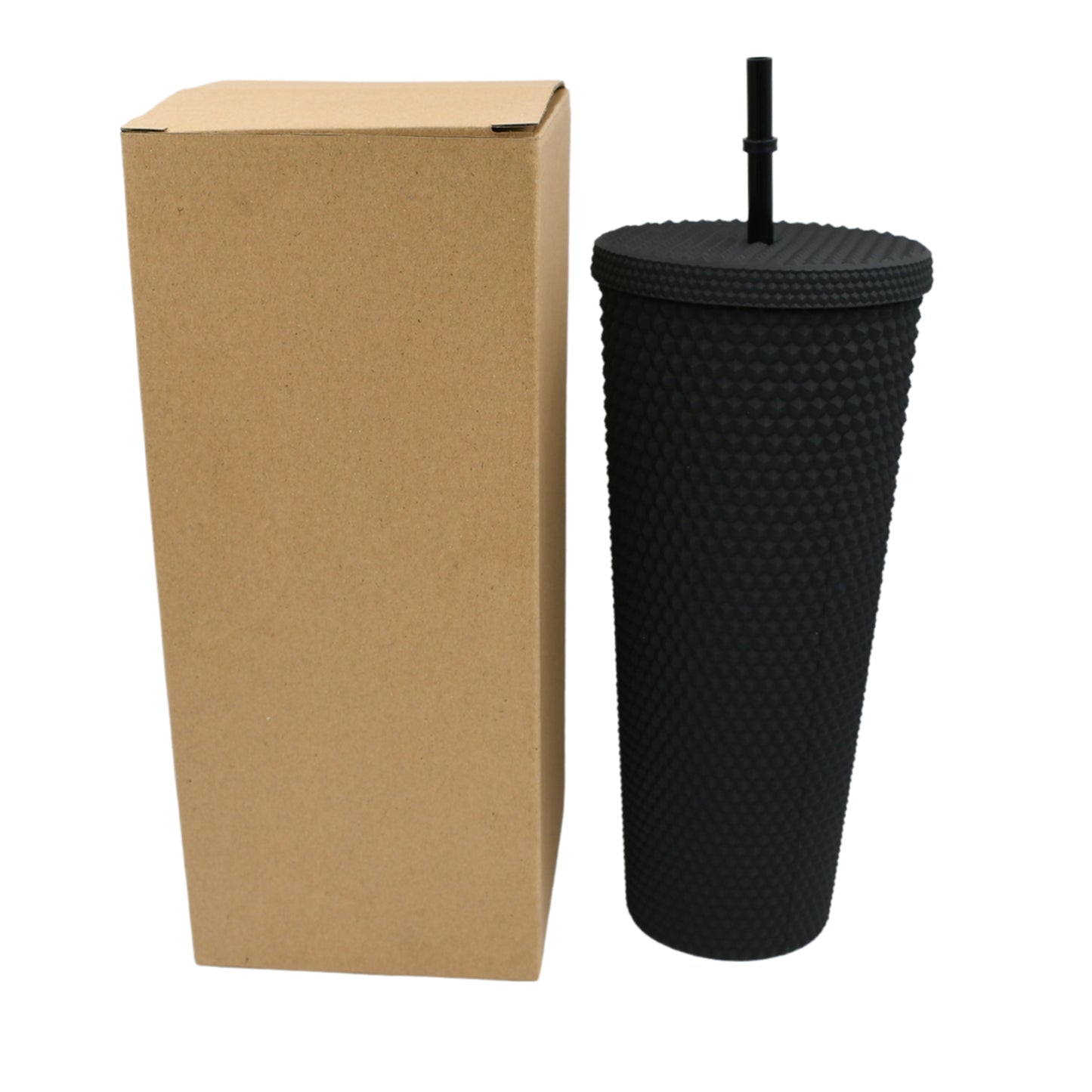 0304 Cup With Straw Reusable Matte Studded Tumbler With Leak Proof Lid Water Cup Travel Mug Coffee Ice Water Bottle Double Walled Insulated Tumbler Bpa Free (1 Pc) - Zidbik