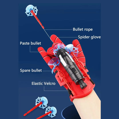 Web Shooter Toy For Kids Fans Launcher Wrist Gloves Toys For Kids Boys Superhero Gloves Role-play Toy Cosplay Sticky Wall Soft Bomb Funny Childrens Educational Toys - Zidbik
