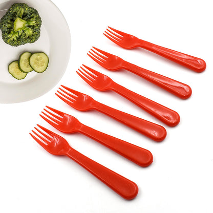 5968 Plastic Fork Spoon Fork Spoon Set Fruit Fork Spoon Set  Baby Fork Spoonvegetable Fork Spoon Plastic Salad Spoon Dessert Spoon (6pc Set) - Zidbik