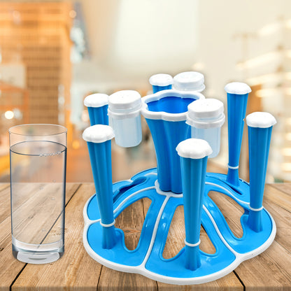 5589 Miracle Plastic Glass Stand  Tumbler Holder  Glass Holder For Kitchen  Dining Table 6 Glasses Stand With 3 Pepper Salt (Moq - 2 Pcs) - Zidbik