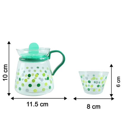 Elegant Glass Tea Pot With Matching Cups Set (1 Set) - Zidbik