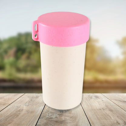 12683 Travel Coffee Cup Portable Water Bottle Wheat Straw Coffee Tea Mug Coffee Mug With Lids For Coffee Tea (300 Ml Approx) - Zidbik