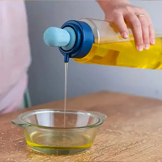 2 In 1 Transparent Oilar Dispenser With Silicone Oil Dropper Nozzle (1 Pc With Brush 1 Ltr.) - Zidbik