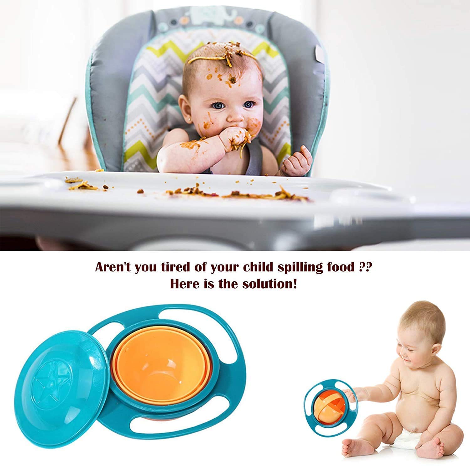 0617b Rotating Baby Bowl Used For Serving Food To Kids And Toddlers Etc. - Zidbik