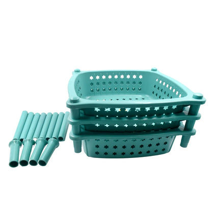 2588 3 Layer Squre Kitchen Trolley Basket - Zidbik
