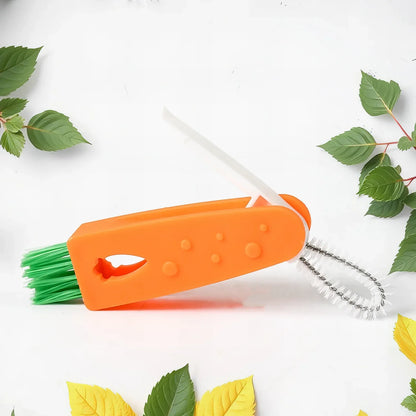 6483 3 In 1 Multifunctional Cleaning Brush Mini Glass Cover Cleaning Brush Bottle Cleaning Brush Set Cup Cleaner Brush Bottle Cap Detail Brush For Bottle Cup Cover Lid Home Kitchen Washing Tool (1 Pc) - Zidbik
