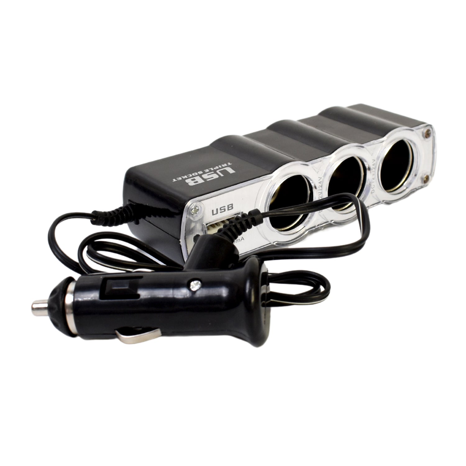 Triple 3 Way Car 12v Lighter Socket Splitter Usb Charger Power Adapter - Zidbik