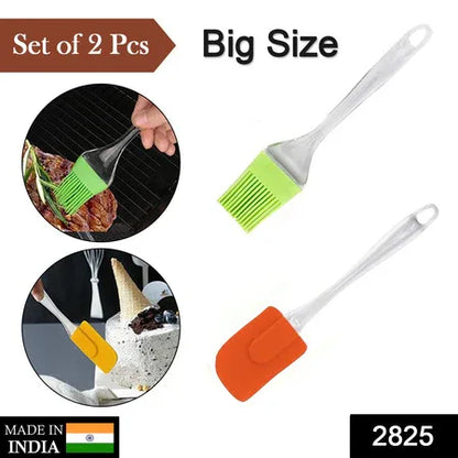 2825 2 In 1 Combo Of Big Brush Spatula Set For Pastry Cake Mixer Decorating Cooking Baking Grilling Tandoor Bakeware Combo Kitchen Tool Set - Zidbik