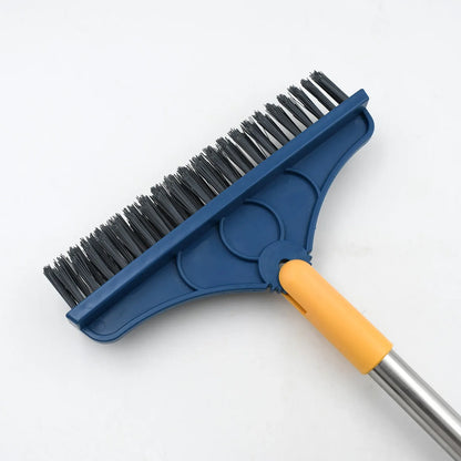 7928 2 In 1 Cleaning Brush Long Handle Floor Brush Rotatable Cleaning Brush For Bathroom Kitchen 120 Degree Triangular Rotating Brush Head With Wiper - Zidbik