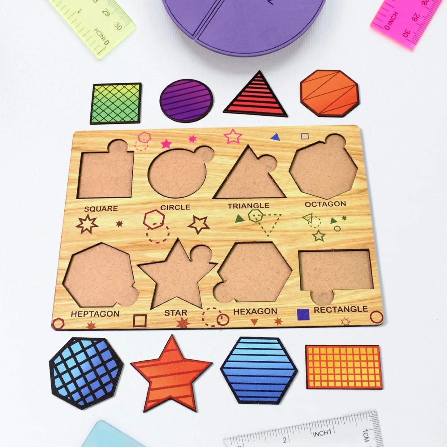 Wooden Triangles Puzzle Learning Educational Board (1 Set 2820 Cm) - Zidbik