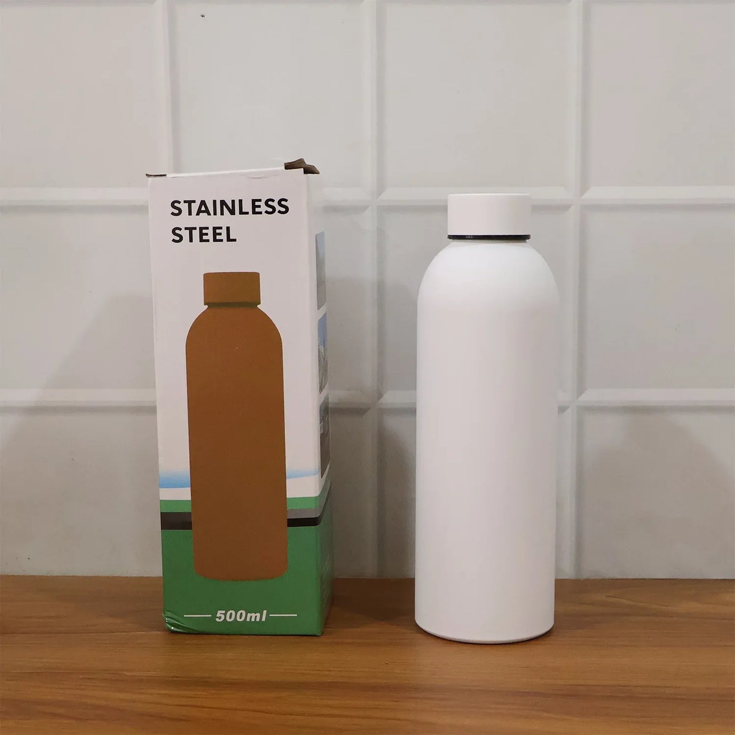 Stainless Steel Double Wall Vacuum-insulated Drink Water (White 500 Ml Approx) - Zidbik