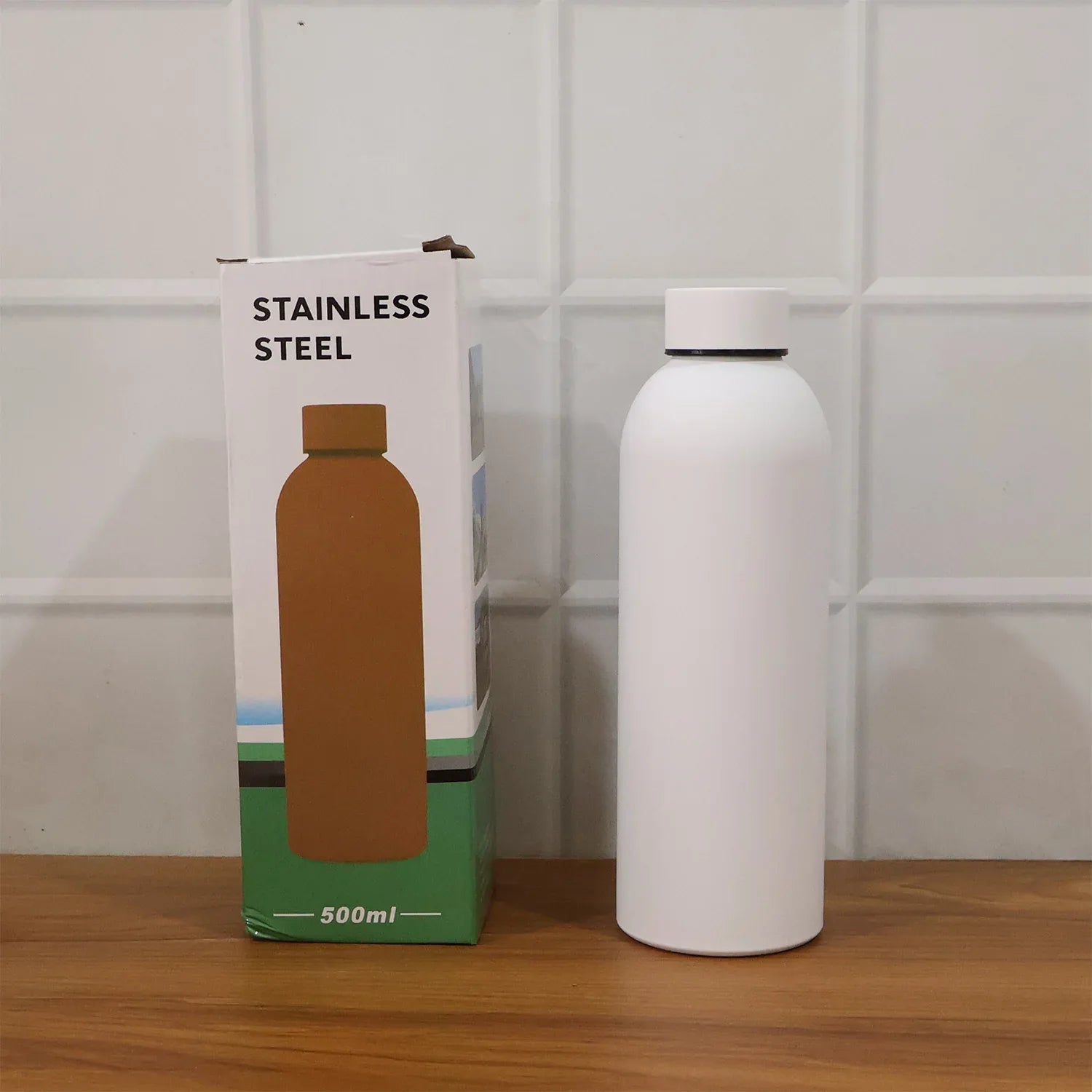 Stainless Steel Double Wall Vacuum-insulated Drink Water (White 500 Ml Approx) - Zidbik