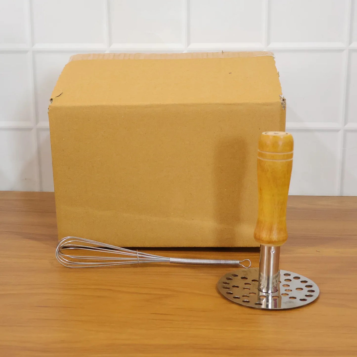 Manual Stainless Steel Whisk And Pav Bhaji Potato Masher Combo Set (2 Pc Set) - Zidbik