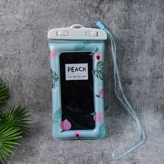 Waterproof Peach Transparent Mobile Pouch With Neck Strap (1 Pc) - Zidbik