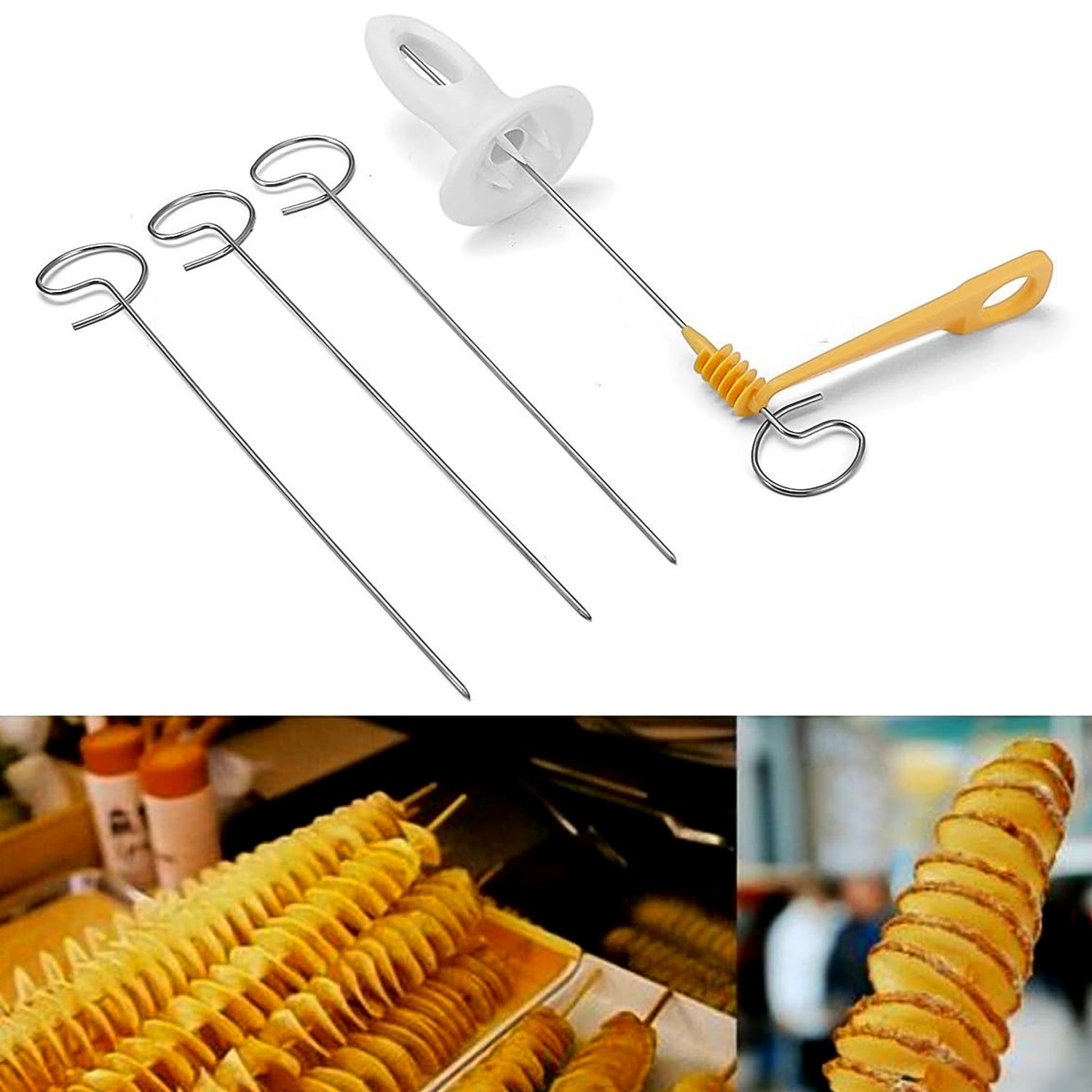 1 Set Potato Spiral Cutter Potato Twister (4 Spits) - Zidbik