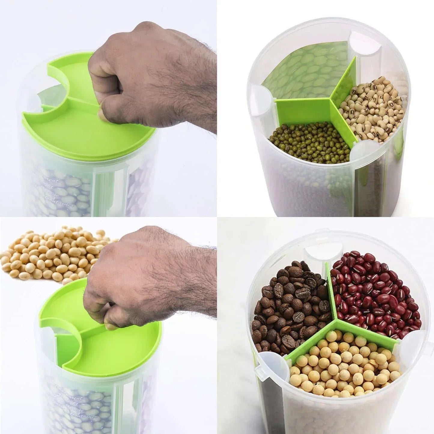 0618b 3 In 1 Transparent Air Tight Storage Dispenser Container (With Color Box) - Zidbik