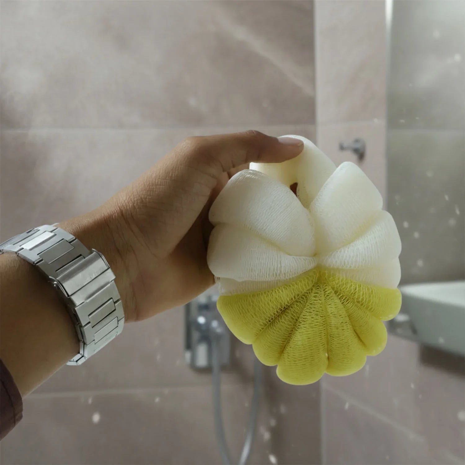 Dual Color Soft Mesh Bath Loofah Body Scrubber (1 Pc) - Zidbik