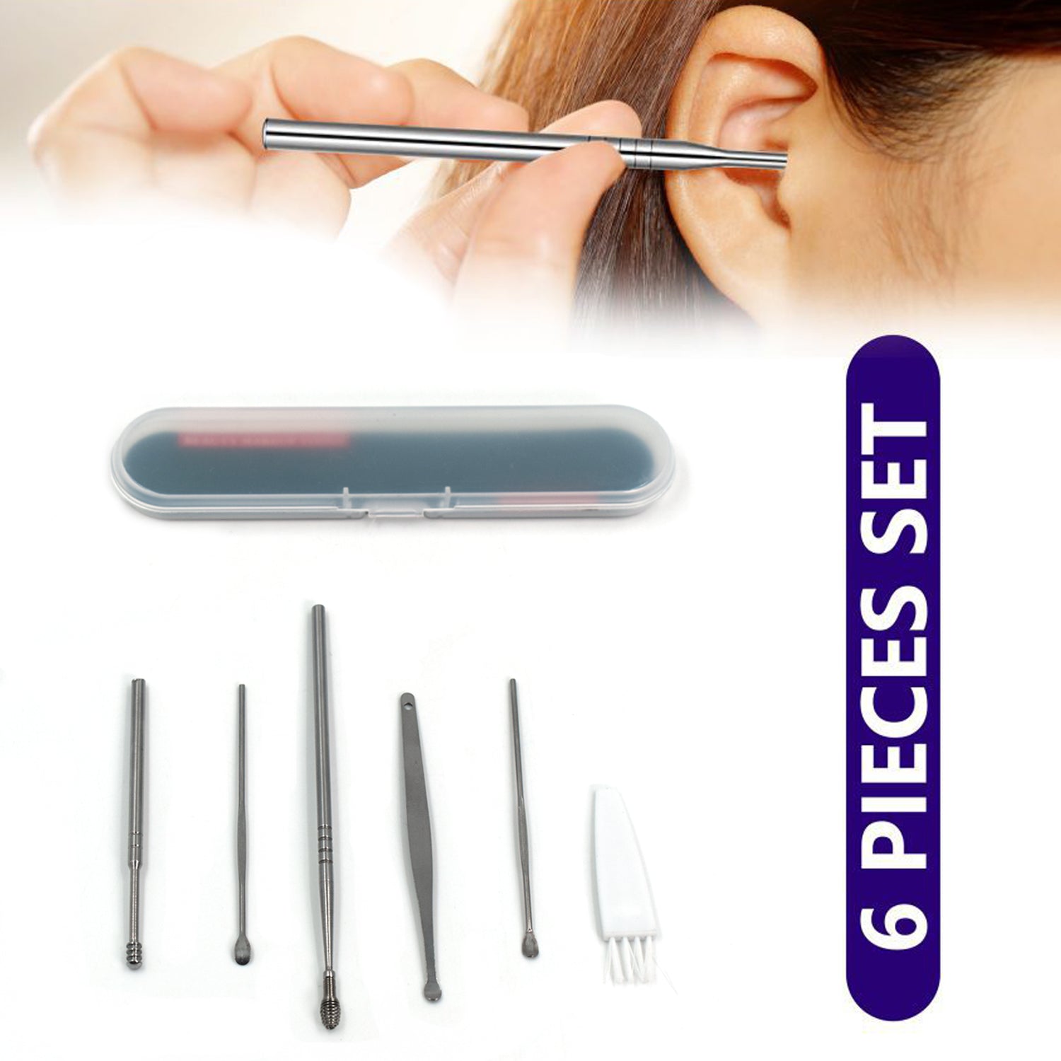 6314 6pcs Earwax Removal Kit  Ear Cleansing Tool Set  Ear Curette Ear Wax Remover Tool - Zidbik