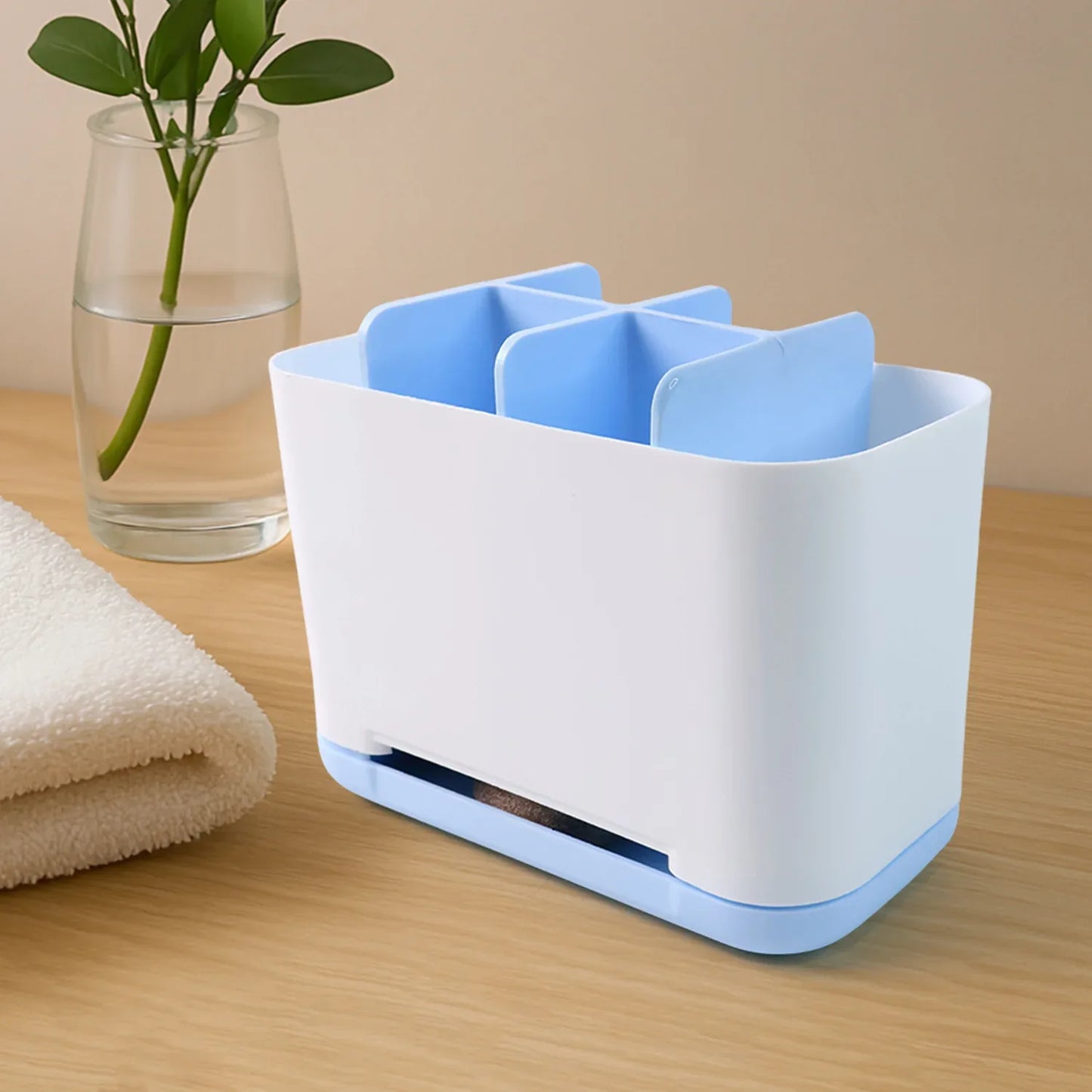 6 Compartment Multi Purpose Organizer Toothbrush Holder Stand Plastic Caddy (1 Pc) - Zidbik